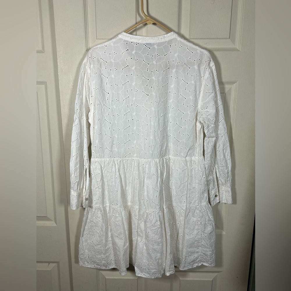 Rails Layla White Eyelet Dress Tiered Boho Mini Cotton Small - Picture 5 of 10